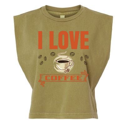 I Love Coffee Garment-Dyed Women's Muscle Tee