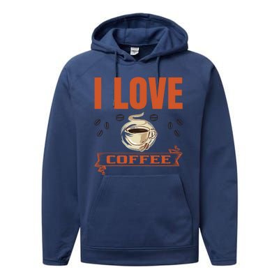 I Love Coffee Performance Fleece Hoodie