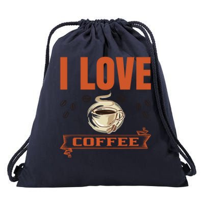 I Love Coffee Drawstring Bag