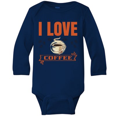 I Love Coffee Baby Long Sleeve Bodysuit