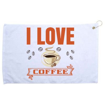 I Love Coffee Grommeted Golf Towel