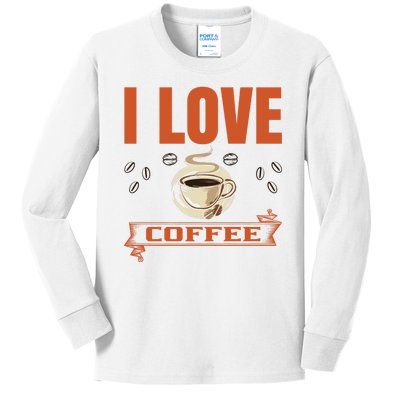 I Love Coffee Kids Long Sleeve Shirt