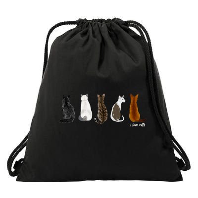 I Love Cats For Cat Lovers Cool Gift Drawstring Bag