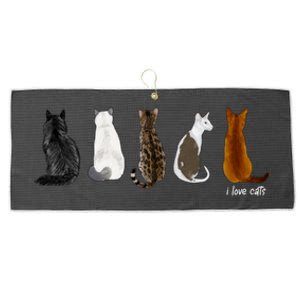 I Love Cats For Cat Lovers Gift Large Microfiber Waffle Golf Towel