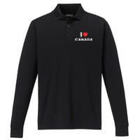 I Love Canada Performance Long Sleeve Polo