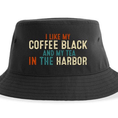 I Like Coffee Black And My Tea In The Harbor Sustainable Bucket Hat