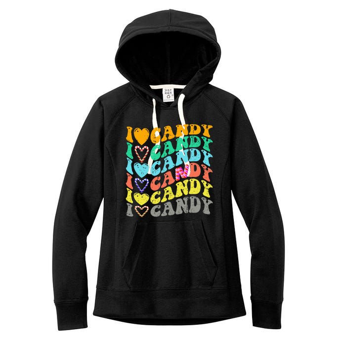 I Love Candy Halloween Party Cute Trick Or Treat Candyland Women's Fleece Hoodie