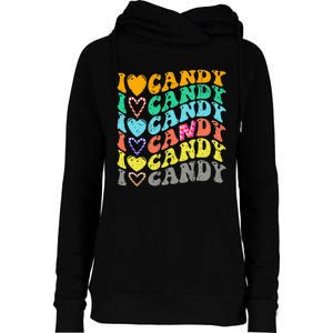 I Love Candy Halloween Party Cute Trick Or Treat Candyland Womens Funnel Neck Pullover Hood