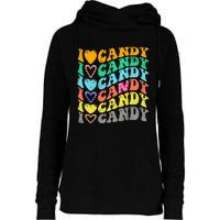 I Love Candy Halloween Party Cute Trick Or Treat Candyland Womens Funnel Neck Pullover Hood