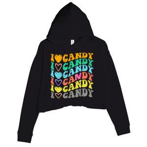 I Love Candy Halloween Party Cute Trick Or Treat Candyland Crop Fleece Hoodie