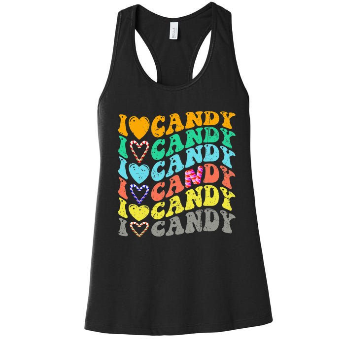 I Love Candy Halloween Party Cute Trick Or Treat Candyland Women's Racerback Tank