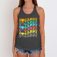 I Love Candy Halloween Party Cute Trick Or Treat Candyland Women's Knotted Racerback Tank