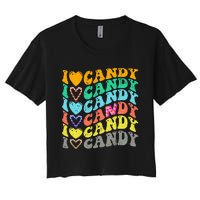 I Love Candy Halloween Party Cute Trick Or Treat Candyland Women's Crop Top Tee