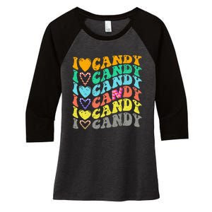 I Love Candy Halloween Party Cute Trick Or Treat Candyland Women's Tri-Blend 3/4-Sleeve Raglan Shirt