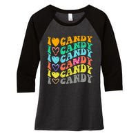 I Love Candy Halloween Party Cute Trick Or Treat Candyland Women's Tri-Blend 3/4-Sleeve Raglan Shirt