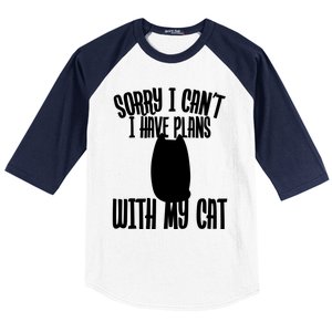 I Love Cats Sorry I Can't I Have Plans With My Cat Gift Baseball Sleeve Shirt