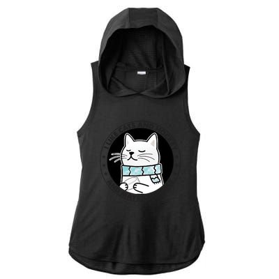 I Like Cats And Hockey And Maybe 3 People 2023 Gift Ladies PosiCharge Tri-Blend Wicking Draft Hoodie Tank