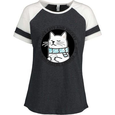 I Like Cats And Hockey And Maybe 3 People 2023 Gift Enza Ladies Jersey Colorblock Tee