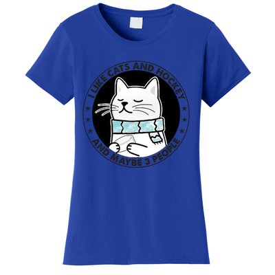 I Like Cats And Hockey And Maybe 3 People 2023 Gift Women's T-Shirt