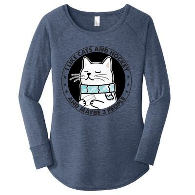 I Like Cats And Hockey And Maybe 3 People 2023 Gift Women's Perfect Tri Tunic Long Sleeve Shirt