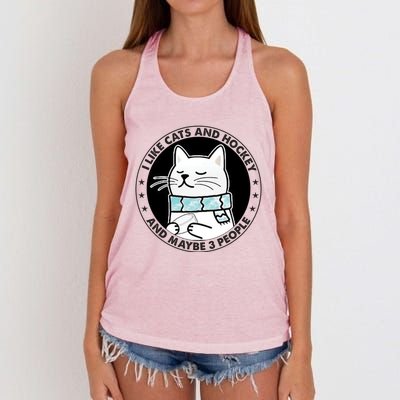 I Like Cats And Hockey And Maybe 3 People 2023 Gift Women's Knotted Racerback Tank