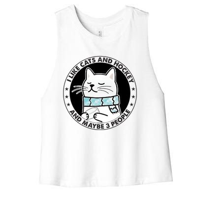 I Like Cats And Hockey And Maybe 3 People 2023 Gift Women's Racerback Cropped Tank