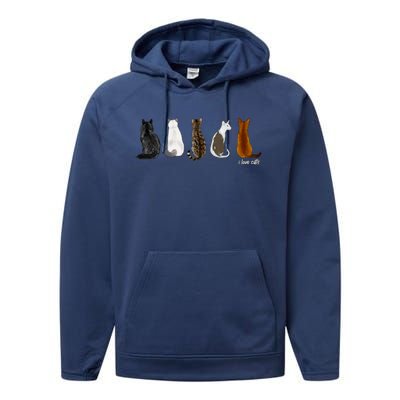 I Love Cats For Cat Lovers Cute Gift Performance Fleece Hoodie