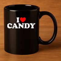 I Love Candy 11oz C Handle Ceramic Mug