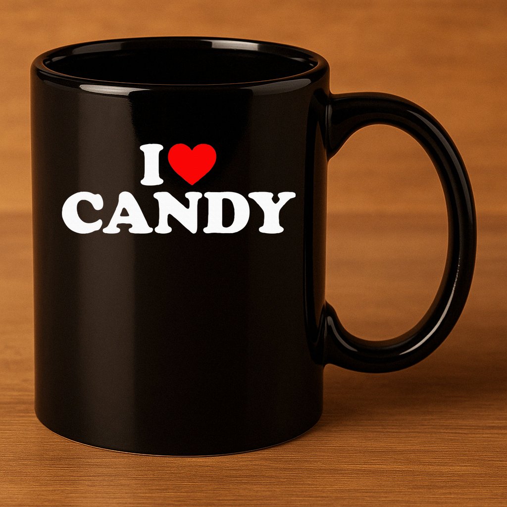 I Love Candy 11oz C Handle Ceramic Mug
