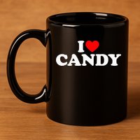 I Love Candy 11oz C Handle Ceramic Mug