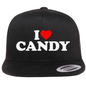 I Love Candy Flat Bill Trucker Hat