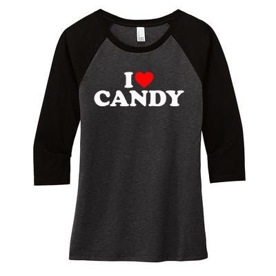 I Love Candy Women's Tri-Blend 3/4-Sleeve Raglan Shirt