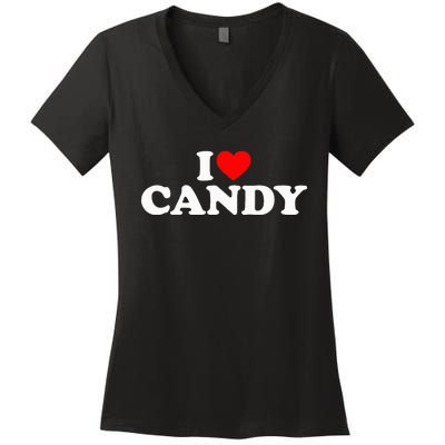 I Love Candy Women's V-Neck T-Shirt