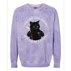 I Like Cats And Hockey And Maybe 3 People Funny Cats Colorblast Crewneck Sweatshirt