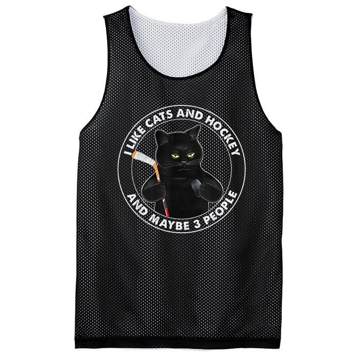 I Like Cats And Hockey And Maybe 3 People Funny Cats Mesh Reversible Basketball Jersey Tank