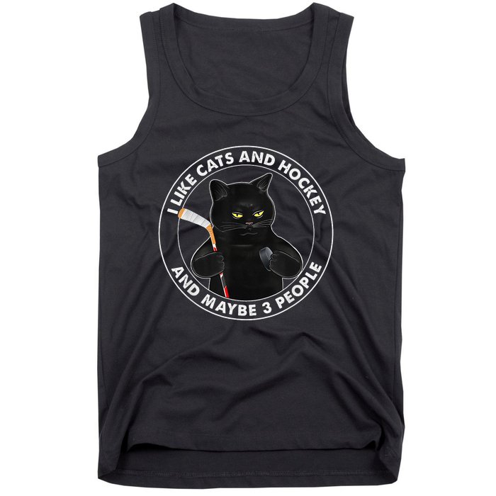 I Like Cats And Hockey And Maybe 3 People Funny Cats Tank Top