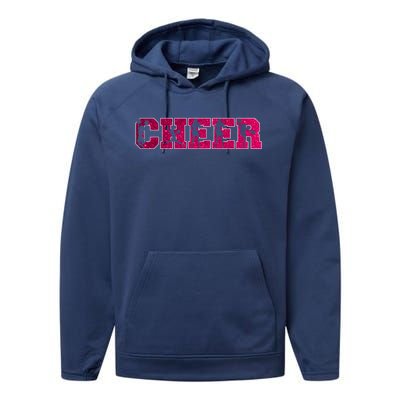 I Love Cheer Cool Cheerleader Silhouettes Cool Gift Performance Fleece Hoodie