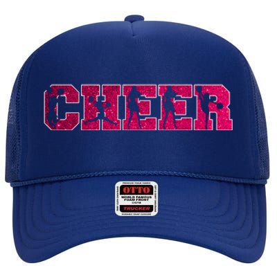 I Love Cheer Cool Cheerleader Silhouettes Cool Gift High Crown Mesh Back Trucker Hat