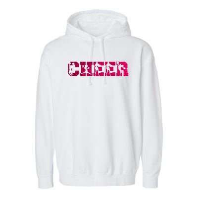 I Love Cheer Cool Cheerleader Silhouettes Cool Gift Garment-Dyed Fleece Hoodie