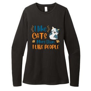 I Like Cats More Than I Like People Womens CVC Long Sleeve Shirt