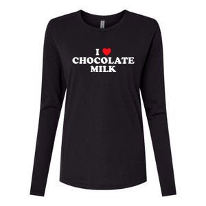 I Love Chocolate Milk Heart Yummy Womens Cotton Relaxed Long Sleeve T-Shirt