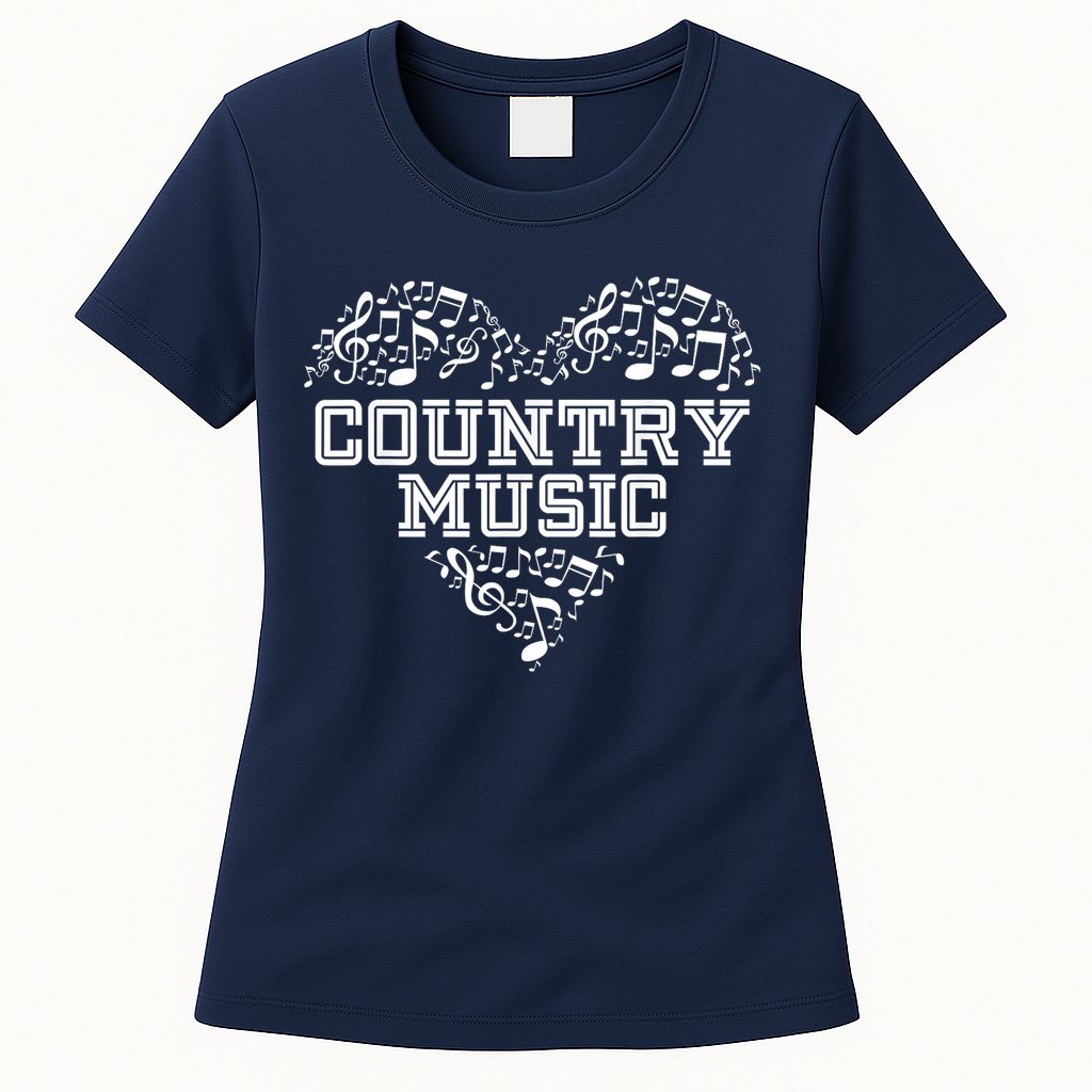 I Love Country Design Country Music Lover  Womens T-Shirt