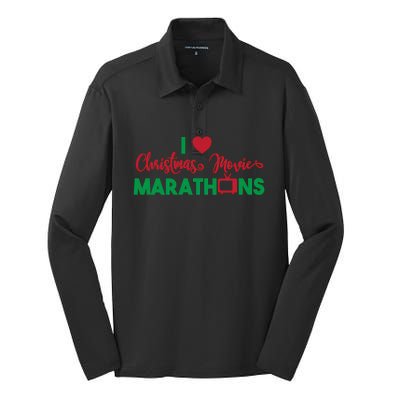 I Love Christmas Movies Marathons Silk Touch Performance Long Sleeve Polo