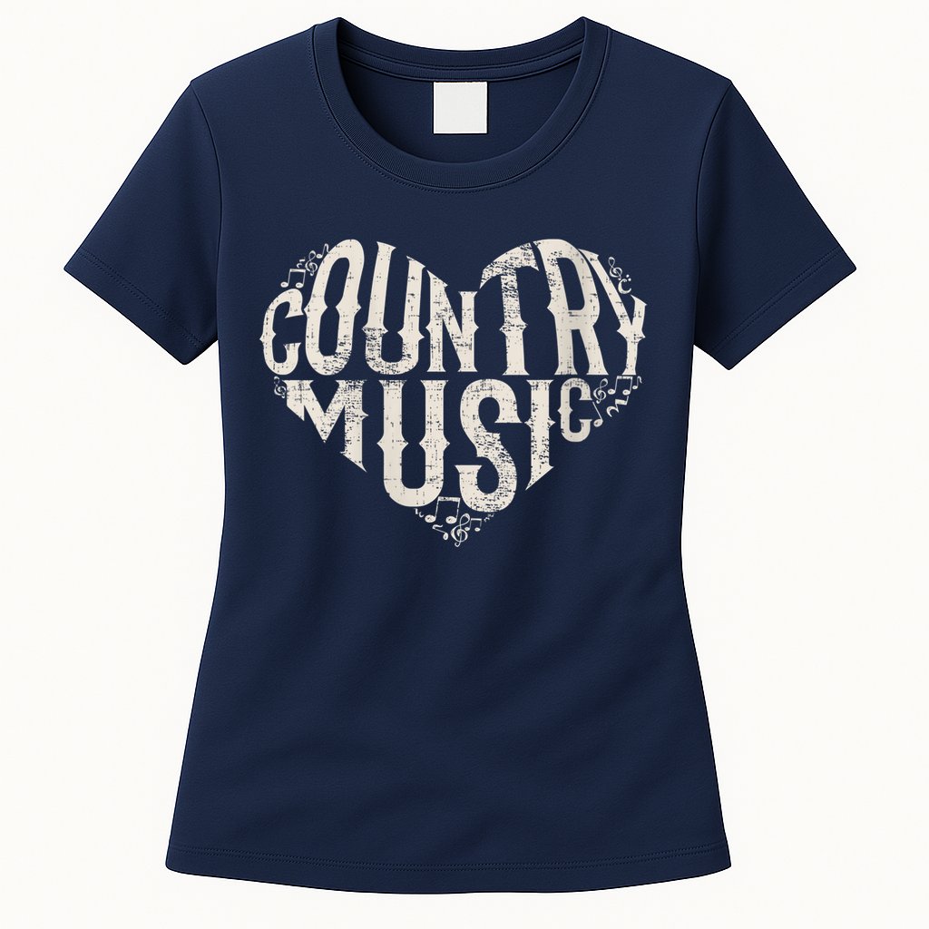 I Love Country Design Country Music Lover Gift Idea Womens T-Shirt