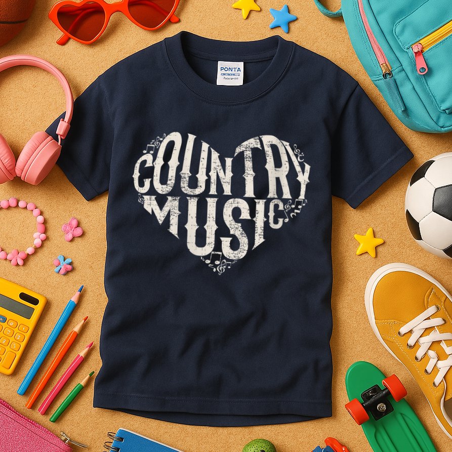 I Love Country Design Country Music Lover Gift Idea Kids T-Shirt