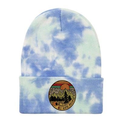 I Love Camping I Hate People Outdoors Funny Vintage Gift Tie Dye 12in Knit Beanie