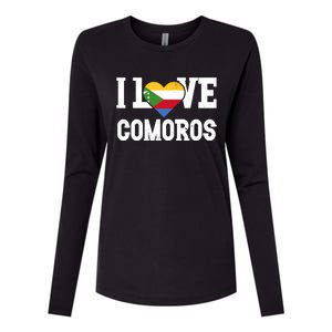 I Love Comoros Flag Patriotic Throwback Souvenir Gift Womens Cotton Relaxed Long Sleeve T-Shirt