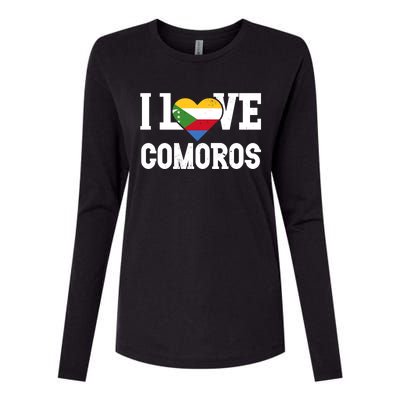 I Love Comoros Flag Patriotic Throwback Souvenir Gift Womens Cotton Relaxed Long Sleeve T-Shirt