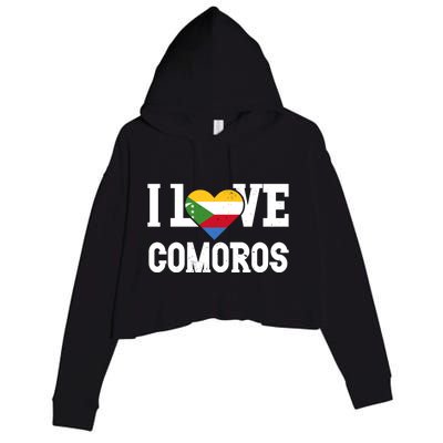 I Love Comoros Flag Patriotic Throwback Souvenir Gift Crop Fleece Hoodie