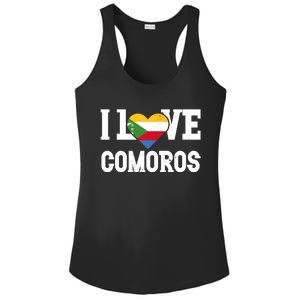 I Love Comoros Flag Patriotic Throwback Souvenir Gift Ladies PosiCharge Competitor Racerback Tank